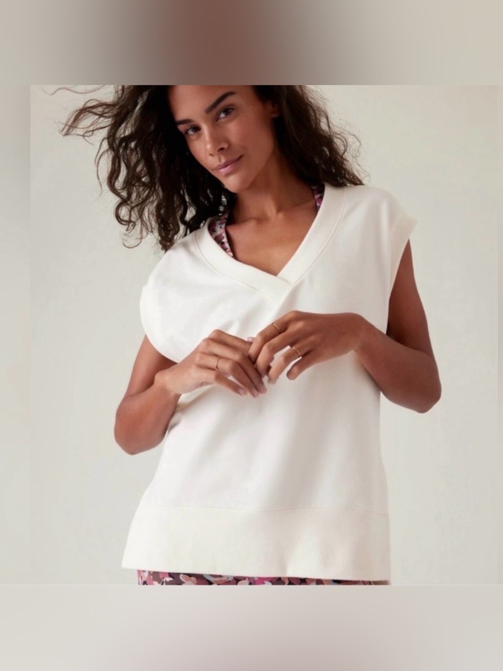 Athleta Retroterry V-Neck Sleeveless Sweatshirt